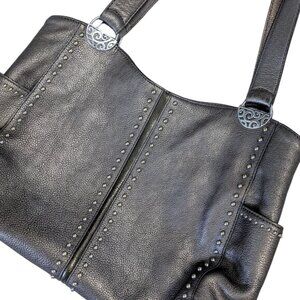 Brighton Andie Pewter Studded Pretty Tough Collection Leather Shoulder Bag